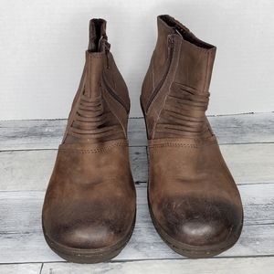 Keen Womens Zurich Ankle Boots Brown Leather Wedge Heel Zipper Round Toe 7.5